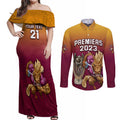 custom-nrl-broncos-premiers-2023-couples-matching-off-shoulder-maxi-dress-and-long-sleeve-button-shirts