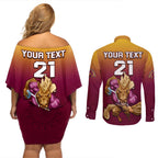 custom-nrl-broncos-premiers-2023-couples-matching-off-shoulder-short-dress-and-long-sleeve-button-shirts