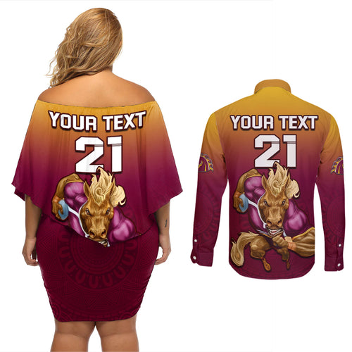 custom-nrl-broncos-premiers-2023-couples-matching-off-shoulder-short-dress-and-long-sleeve-button-shirts