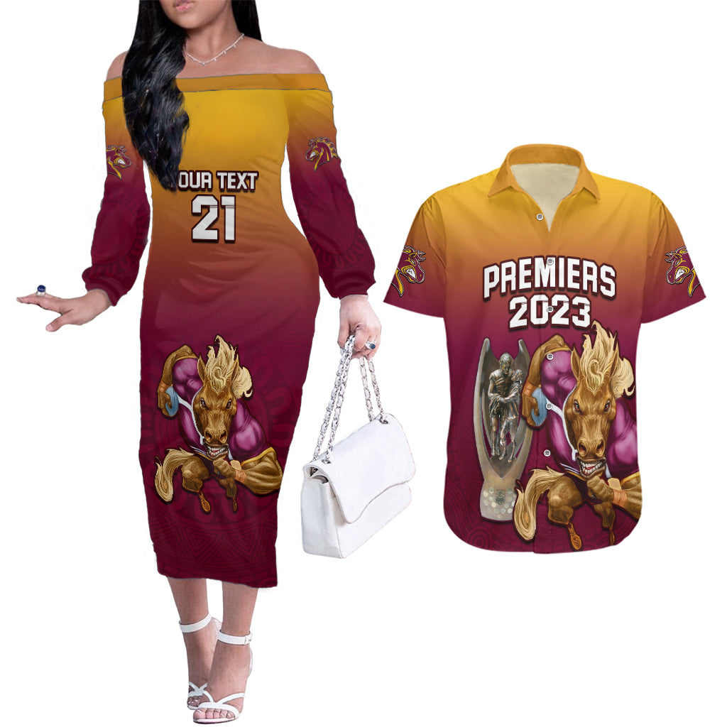 custom-nrl-broncos-premiers-2023-couples-matching-off-the-shoulder-long-sleeve-dress-and-hawaiian-shirt