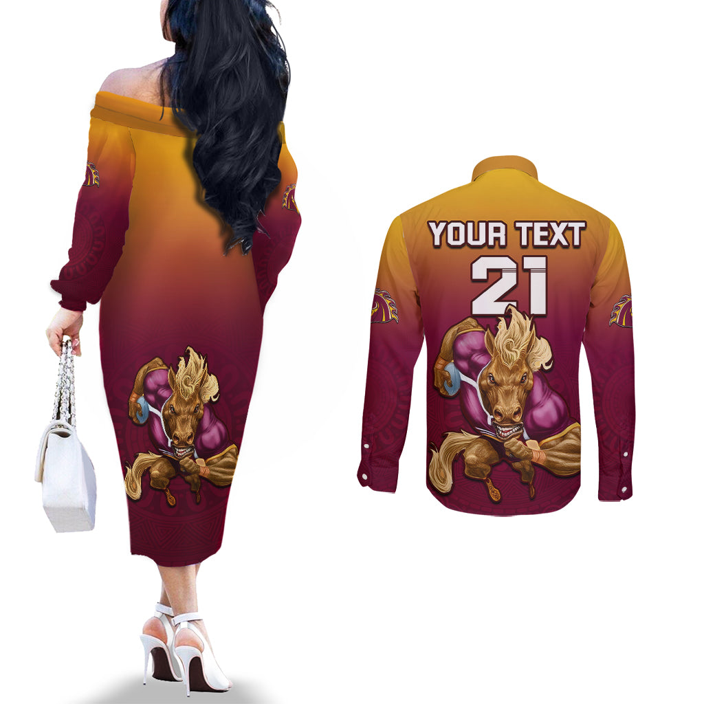 custom-nrl-broncos-premiers-2023-couples-matching-off-the-shoulder-long-sleeve-dress-and-long-sleeve-button-shirts
