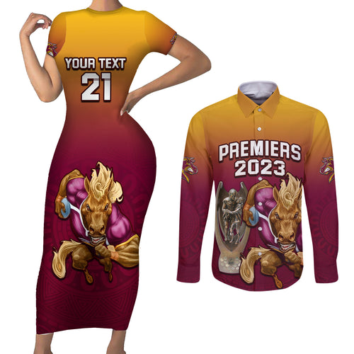 custom-nrl-broncos-premiers-2023-couples-matching-short-sleeve-bodycon-dress-and-long-sleeve-button-shirts