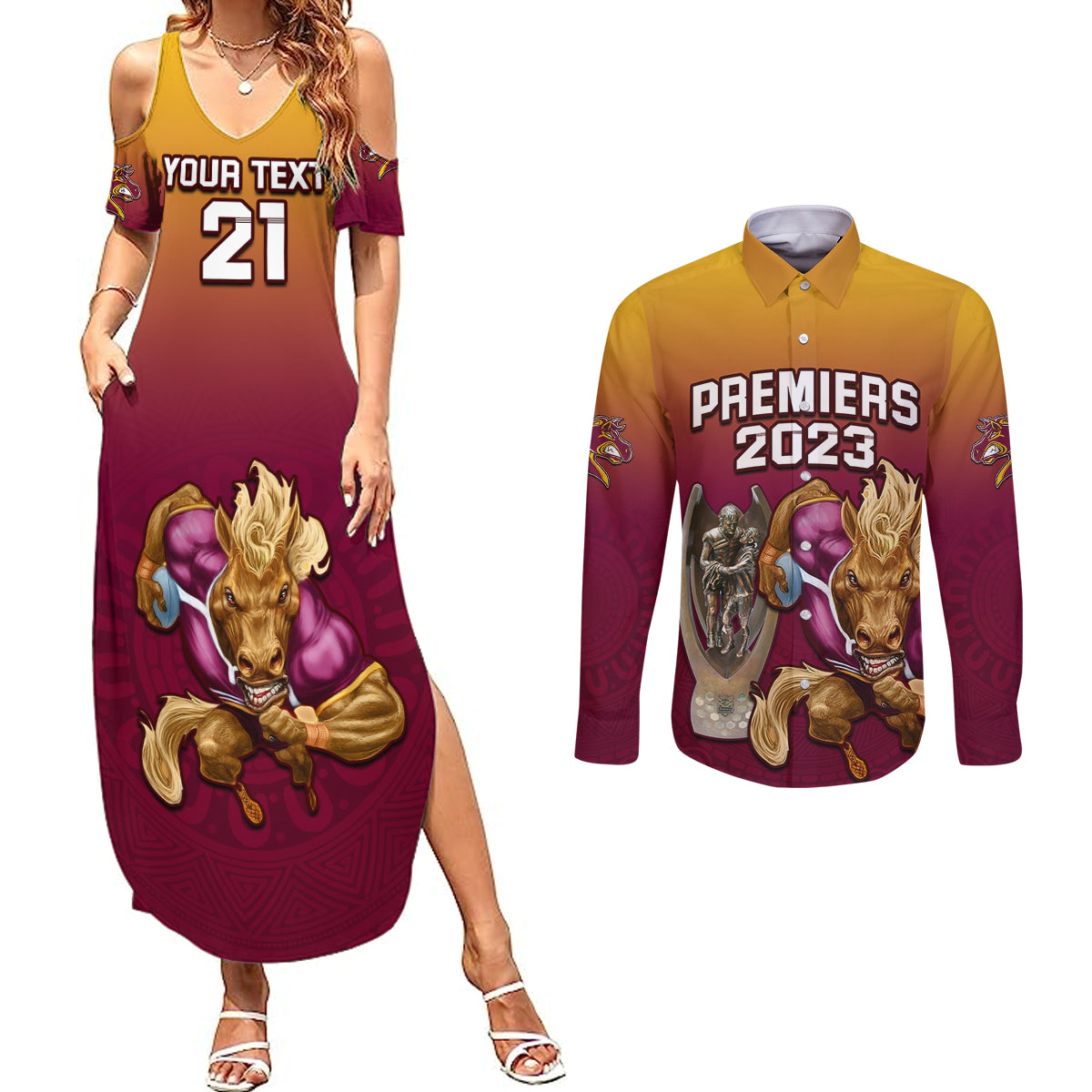 custom-nrl-broncos-premiers-2023-couples-matching-summer-maxi-dress-and-long-sleeve-button-shirts