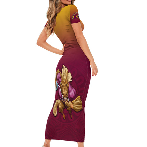 custom-nrl-broncos-premiers-2023-short-sleeve-bodycon-dress
