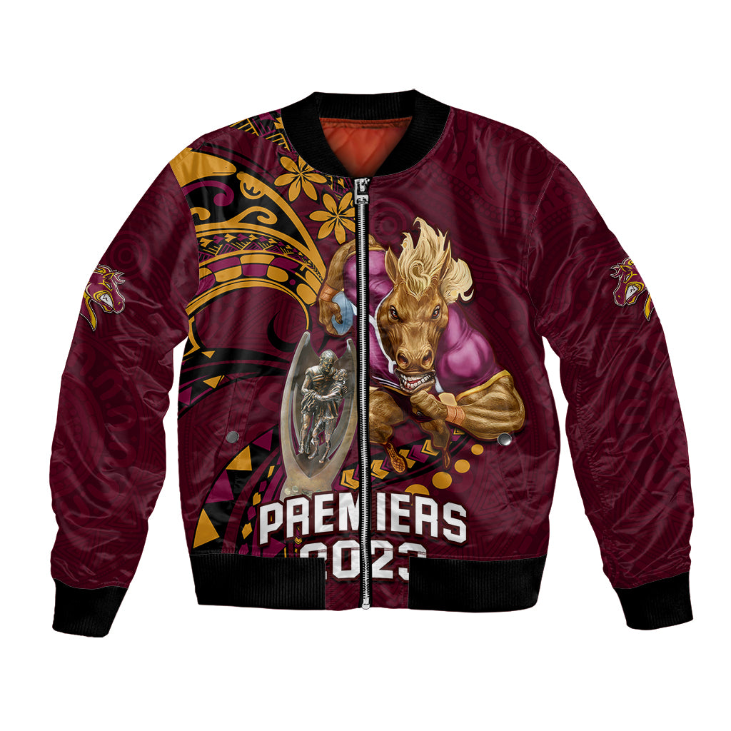 nrl-broncos-premiers-bomber-jacket-mascot-with-polynesian-pattern-version-2023