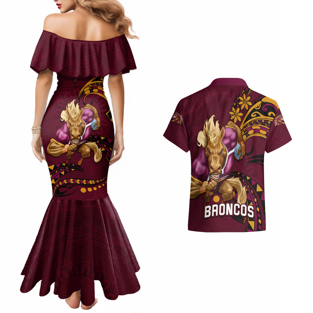 nrl-broncos-premiers-couples-matching-mermaid-dress-and-hawaiian-shirt-mascot-with-polynesian-pattern-version-2023