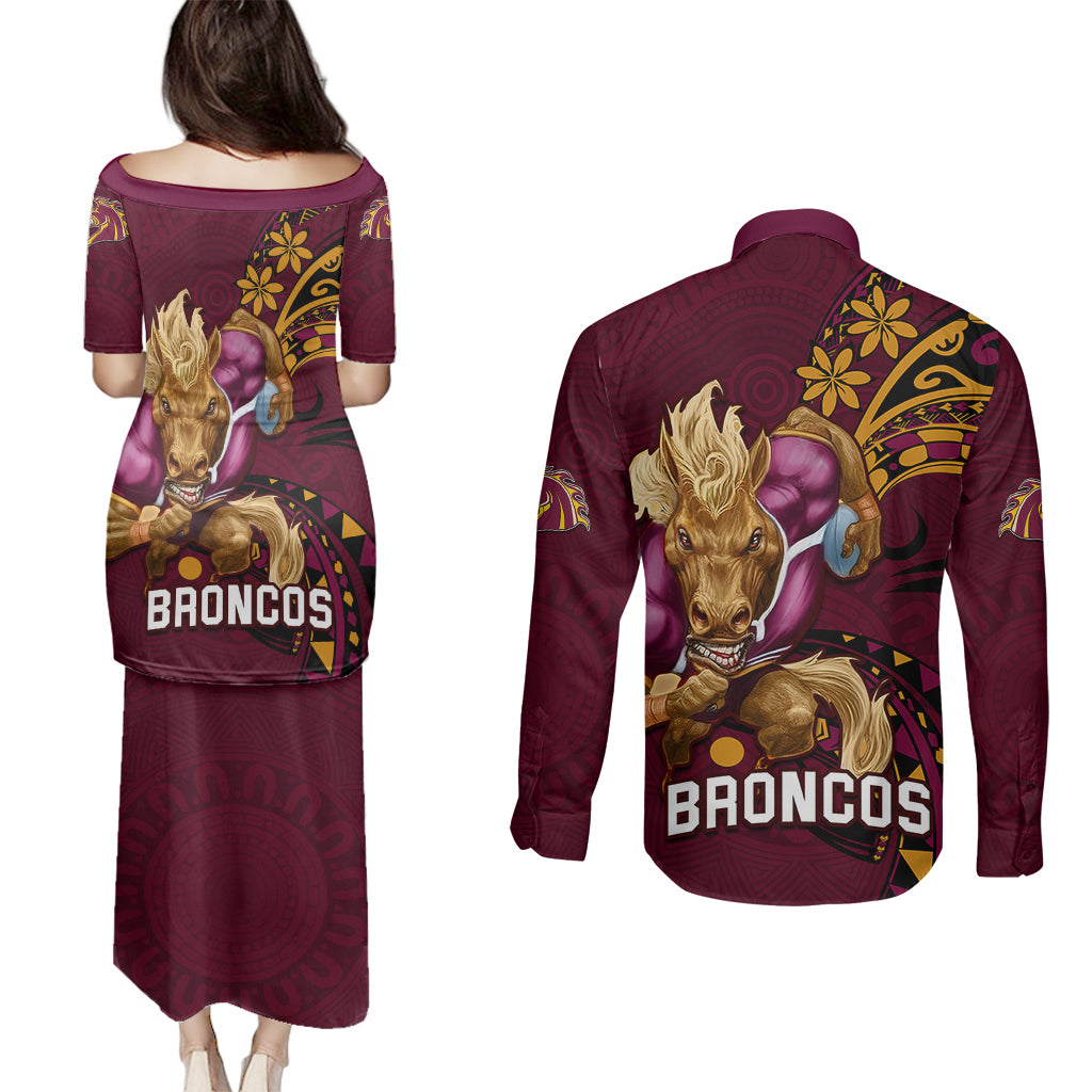 nrl-broncos-premiers-couples-matching-puletasi-dress-and-long-sleeve-button-shirts-mascot-with-polynesian-pattern-version-2023