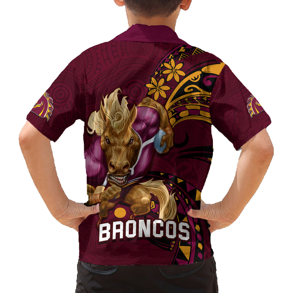 nrl-broncos-premiers-family-matching-off-shoulder-maxi-dress-and-hawaiian-shirt-mascot-with-polynesian-pattern-version-2023