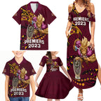 nrl-broncos-premiers-family-matching-summer-maxi-dress-and-hawaiian-shirt-mascot-with-polynesian-pattern-version-2023