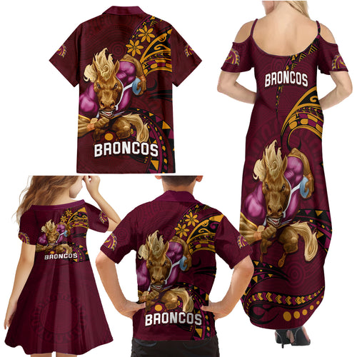 nrl-broncos-premiers-family-matching-summer-maxi-dress-and-hawaiian-shirt-mascot-with-polynesian-pattern-version-2023