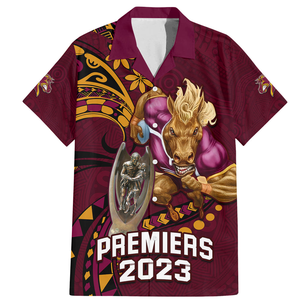 nrl-broncos-premiers-family-matching-summer-maxi-dress-and-hawaiian-shirt-mascot-with-polynesian-pattern-version-2023
