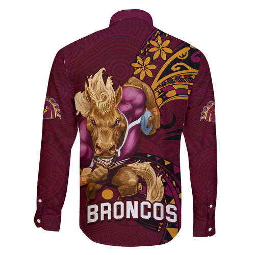 nrl-broncos-premiers-family-matching-summer-maxi-dress-and-hawaiian-shirt-mascot-with-polynesian-pattern-version-2023