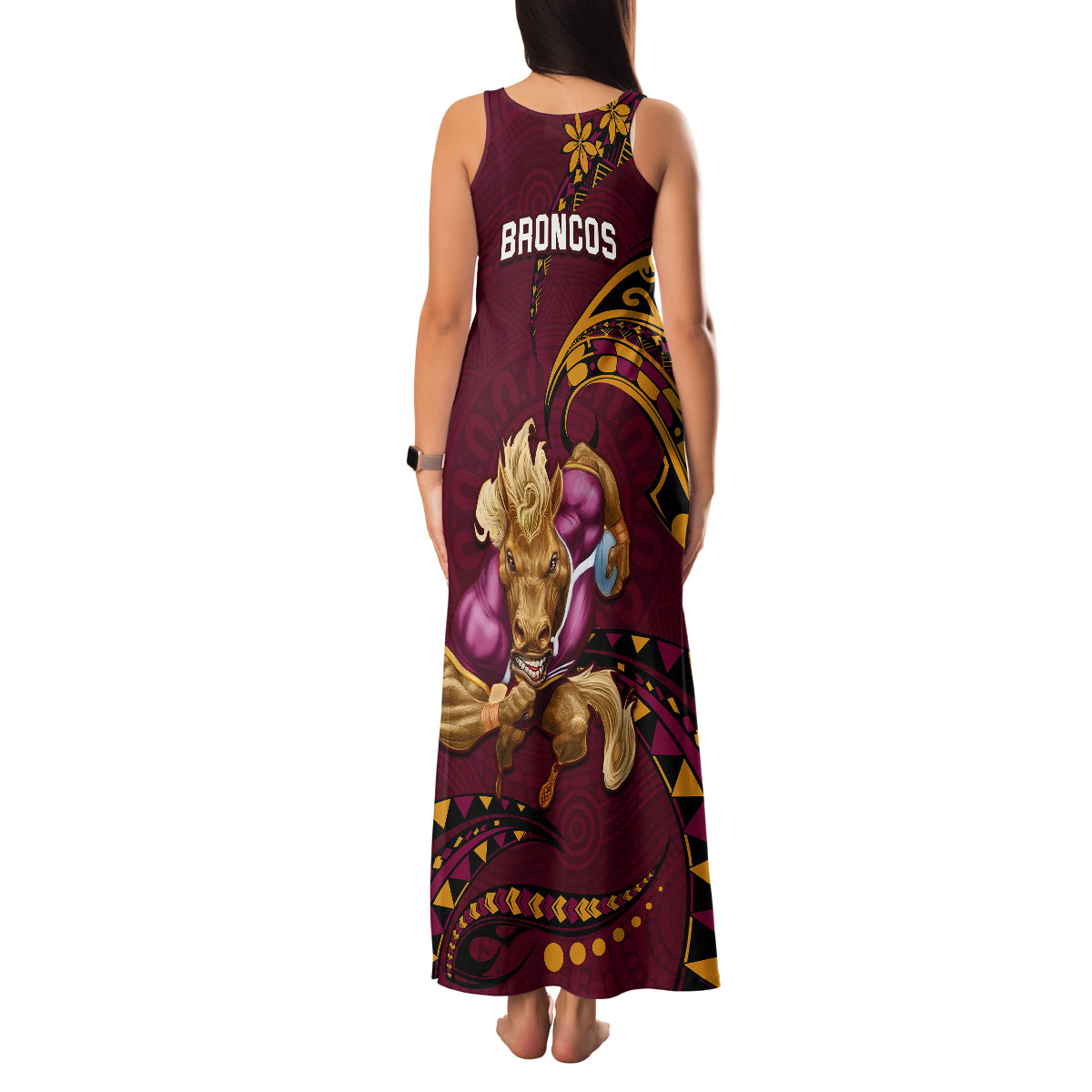 nrl-broncos-premiers-family-matching-tank-maxi-dress-and-hawaiian-shirt-mascot-with-polynesian-pattern-version-2023