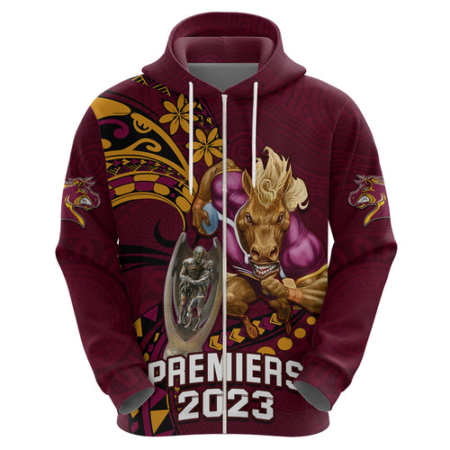 nrl-broncos-premiers-hoodie-mascot-with-polynesian-pattern-version-2023