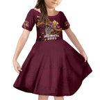 nrl-broncos-premiers-kid-short-sleeve-dress-mascot-with-polynesian-pattern-version-2023
