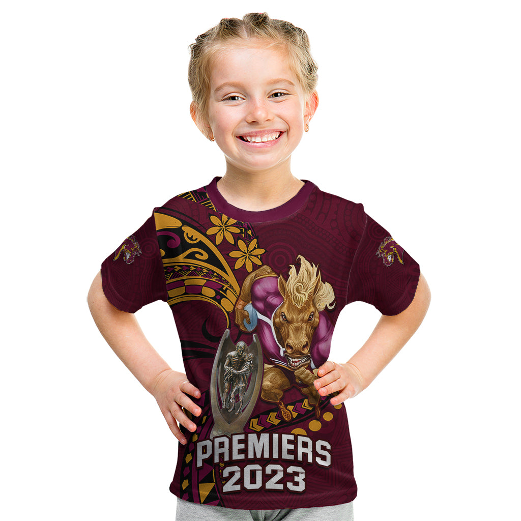 nrl-broncos-premiers-kid-t-shirt-mascot-with-polynesian-pattern-version-2023