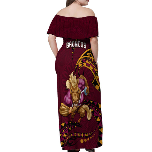 nrl-broncos-premiers-off-shoulder-maxi-dress-mascot-with-polynesian-pattern-version-2023