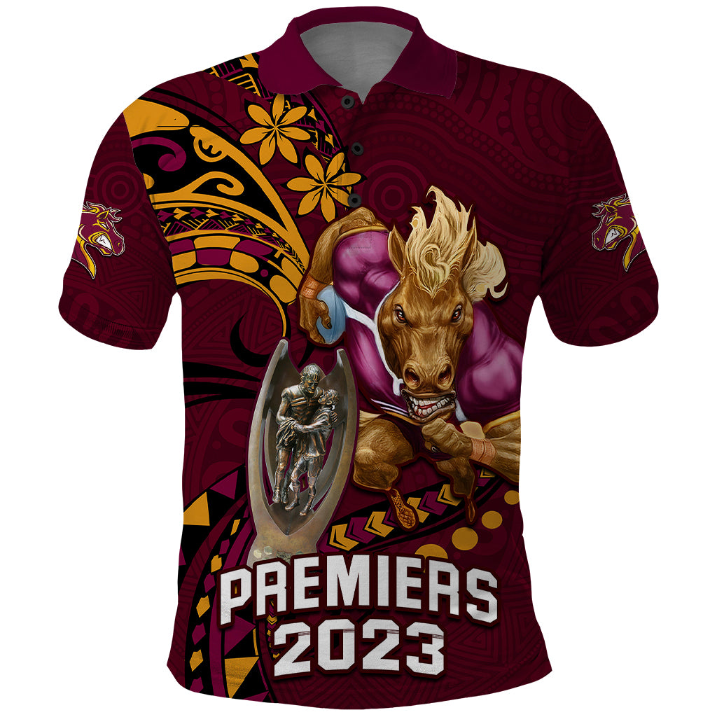 nrl-broncos-premiers-polo-shirt-mascot-with-polynesian-pattern-version-2023