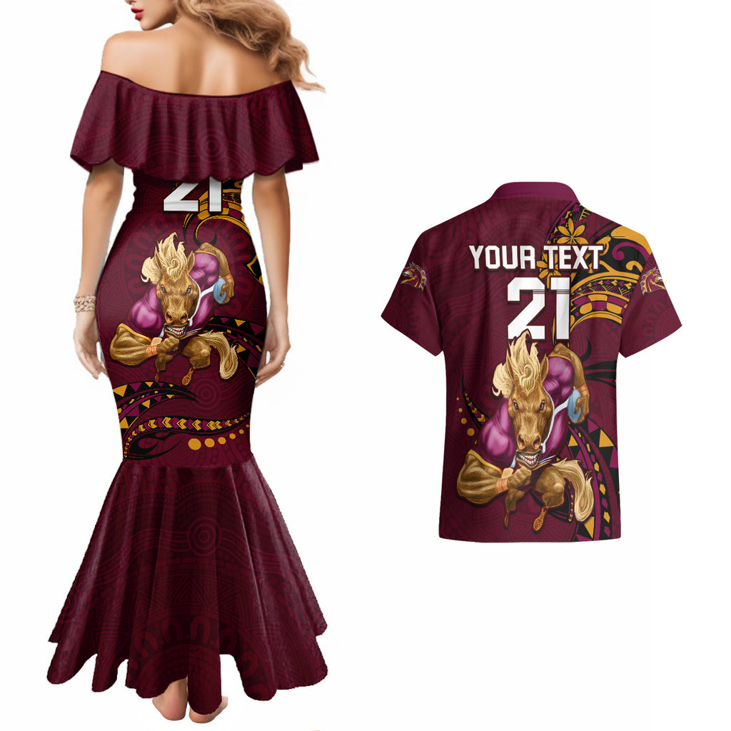 custom-nrl-broncos-premiers-couples-matching-mermaid-dress-and-hawaiian-shirt-mascot-with-polynesian-pattern-version-2023