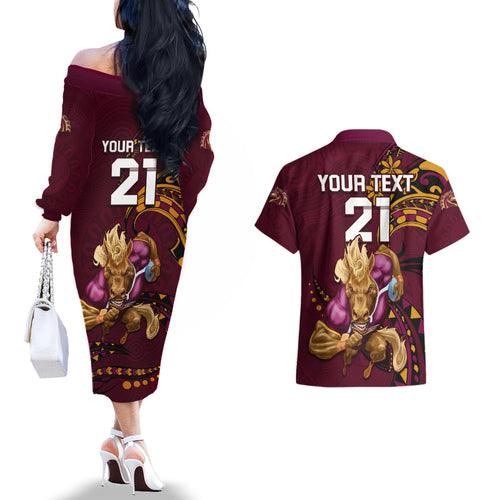 custom-nrl-broncos-premiers-couples-matching-off-the-shoulder-long-sleeve-dress-and-hawaiian-shirt-mascot-with-polynesian-pattern-version-2023
