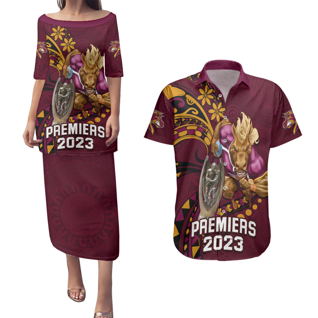 custom-nrl-broncos-premiers-couples-matching-puletasi-dress-and-hawaiian-shirt-mascot-with-polynesian-pattern-version-2023