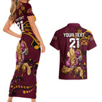 custom-nrl-broncos-premiers-couples-matching-short-sleeve-bodycon-dress-and-hawaiian-shirt-mascot-with-polynesian-pattern-version-2023