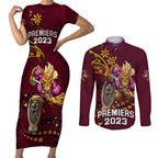 custom-nrl-broncos-premiers-couples-matching-short-sleeve-bodycon-dress-and-long-sleeve-button-shirts-mascot-with-polynesian-pattern-version-2023