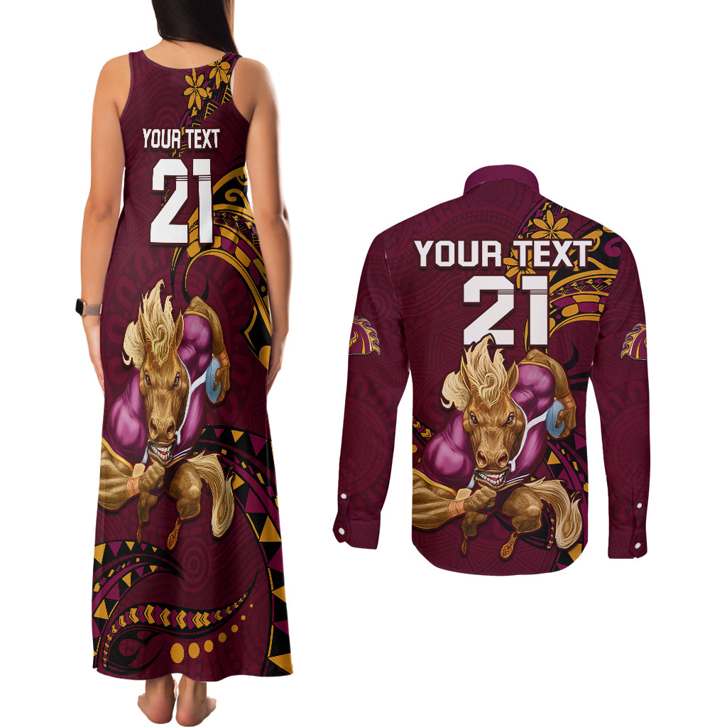 custom-nrl-broncos-premiers-couples-matching-tank-maxi-dress-and-long-sleeve-button-shirts-mascot-with-polynesian-pattern-version-2023