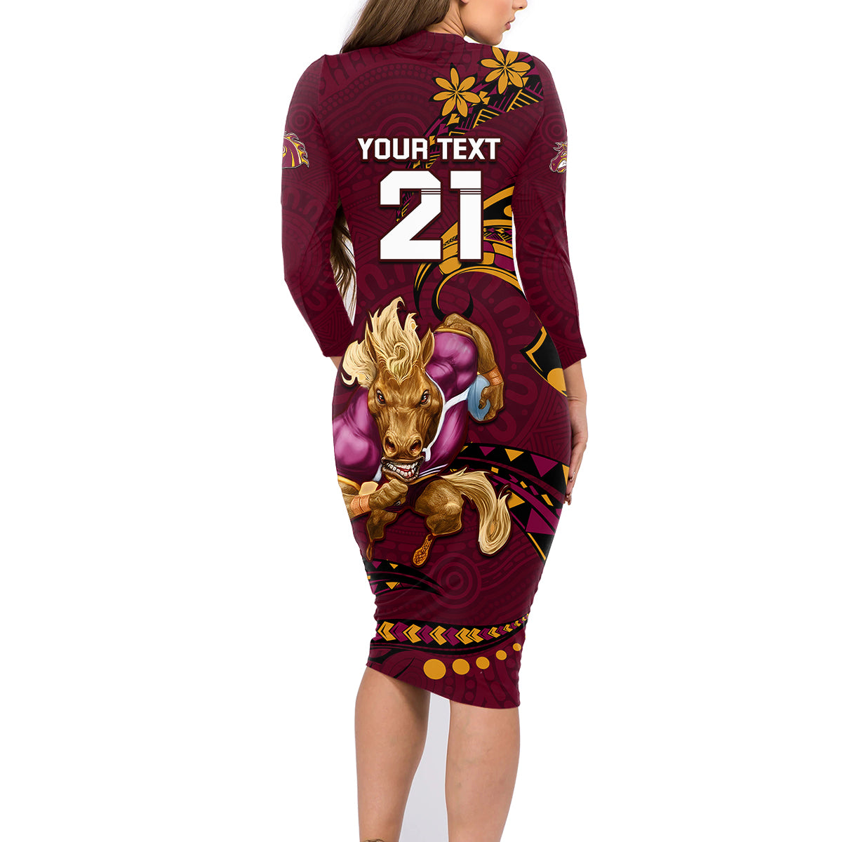 custom-nrl-broncos-premiers-family-matching-long-sleeve-bodycon-dress-and-hawaiian-shirt-mascot-with-polynesian-pattern-version-2023