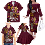 custom-nrl-broncos-premiers-family-matching-off-shoulder-long-sleeve-dress-and-hawaiian-shirt-mascot-with-polynesian-pattern-version-2023