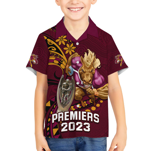 custom-nrl-broncos-premiers-family-matching-off-shoulder-maxi-dress-and-hawaiian-shirt-mascot-with-polynesian-pattern-version-2023