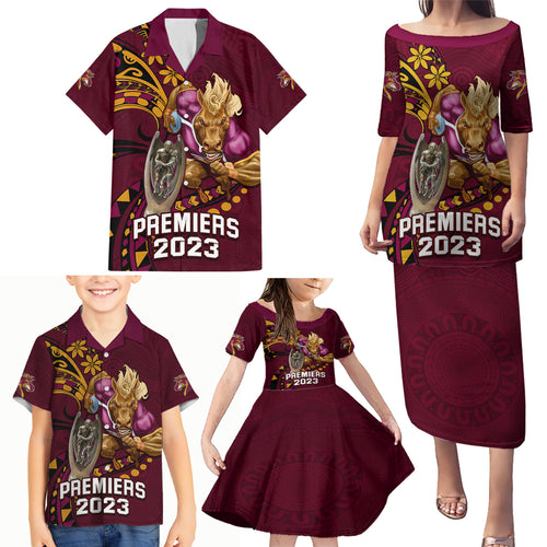 custom-nrl-broncos-premiers-family-matching-puletasi-dress-and-hawaiian-shirt-mascot-with-polynesian-pattern-version-2023