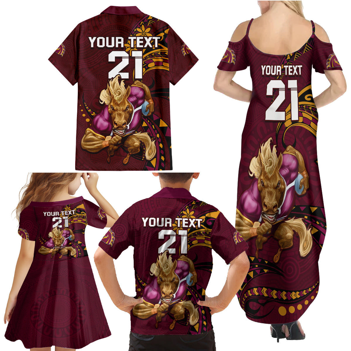 custom-nrl-broncos-premiers-family-matching-summer-maxi-dress-and-hawaiian-shirt-mascot-with-polynesian-pattern-version-2023