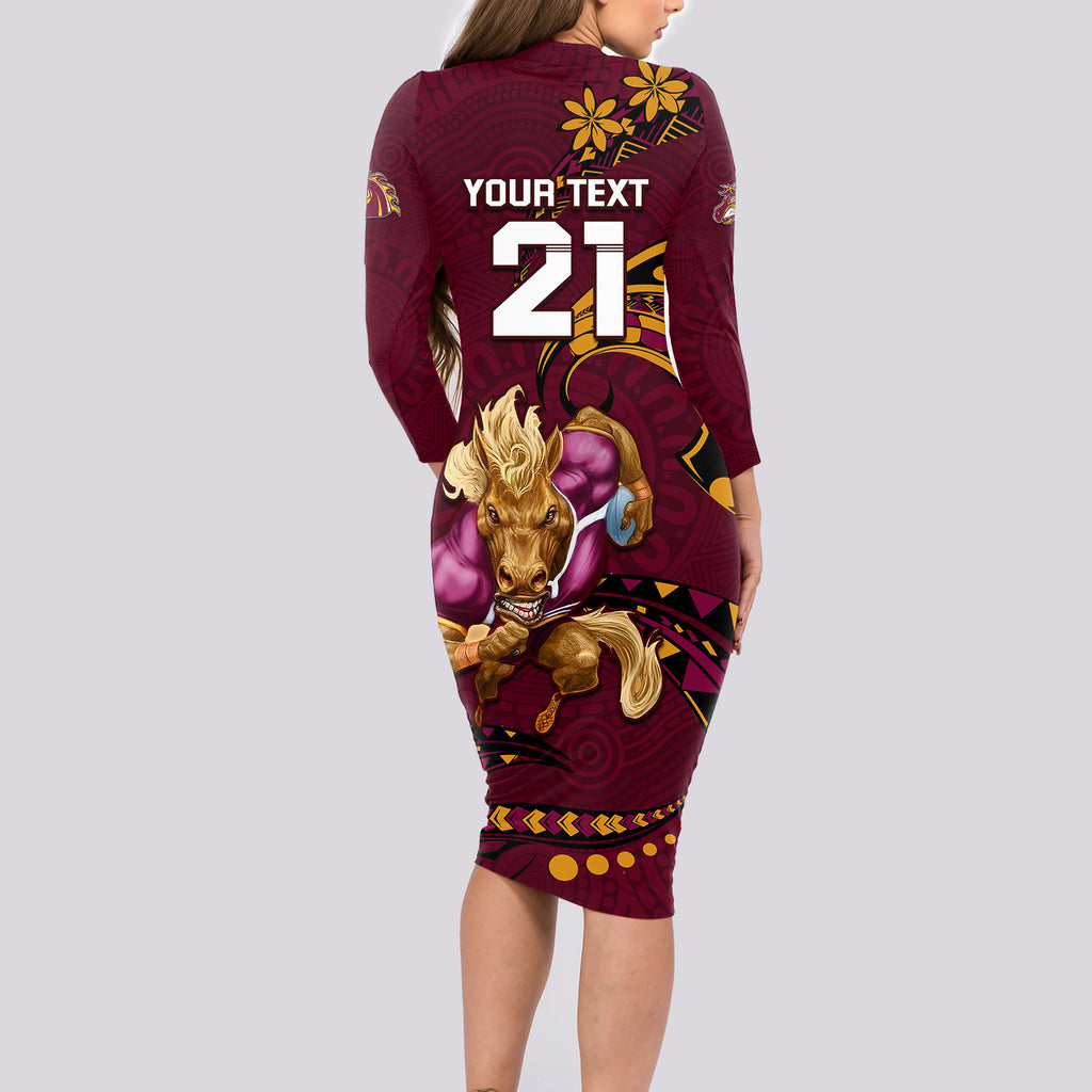 custom-nrl-broncos-premiers-long-sleeve-bodycon-dress-mascot-with-polynesian-pattern-version-2023