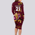 custom-nrl-broncos-premiers-long-sleeve-bodycon-dress-mascot-with-polynesian-pattern-version-2023