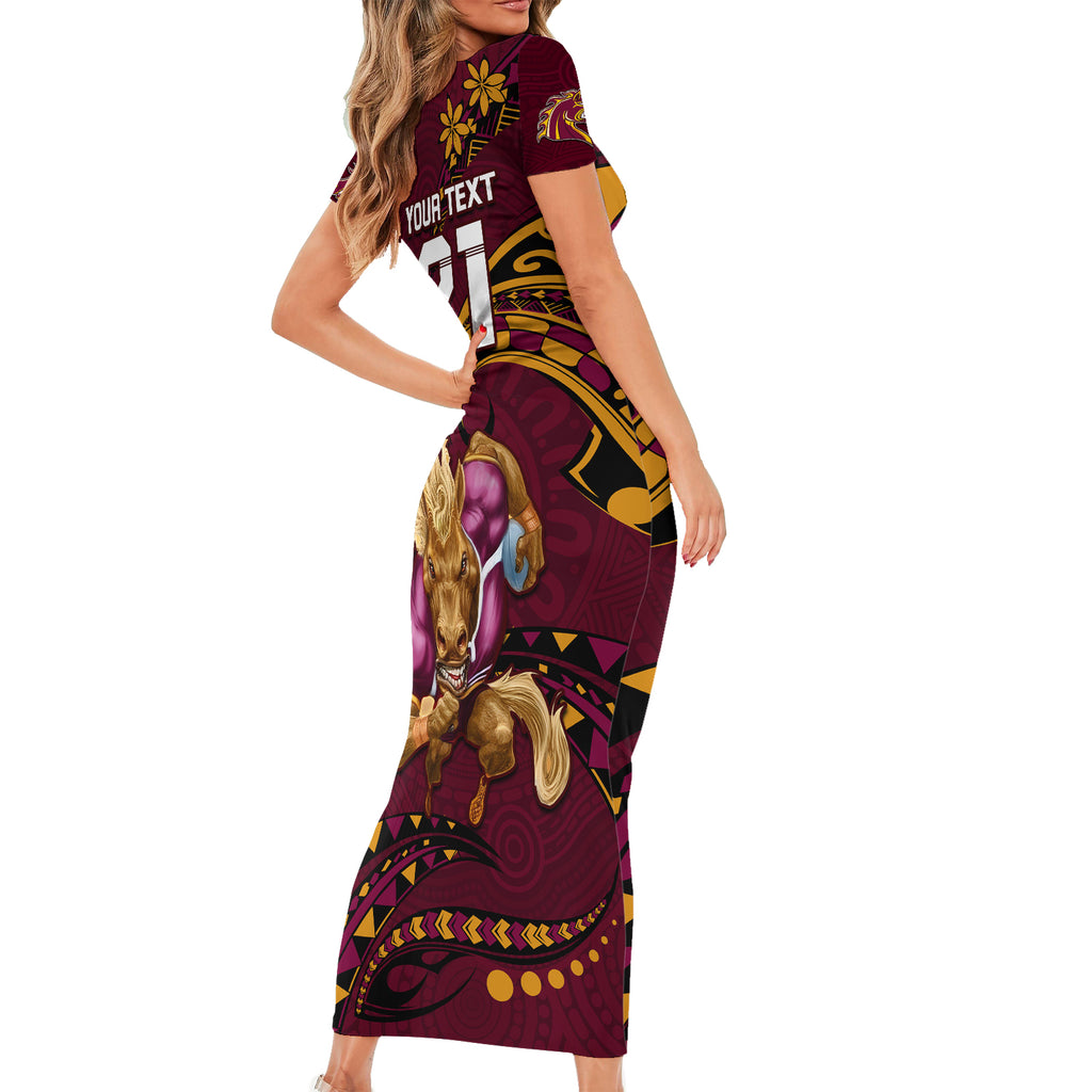 custom-nrl-broncos-premiers-short-sleeve-bodycon-dress-mascot-with-polynesian-pattern-version-2023