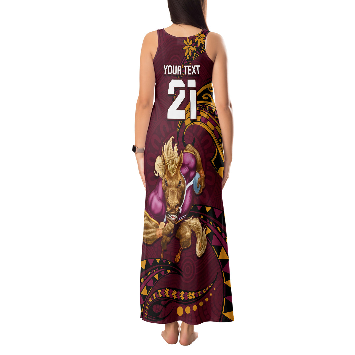custom-nrl-broncos-premiers-tank-maxi-dress-mascot-with-polynesian-pattern-version-2023