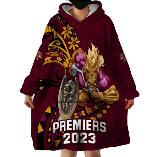custom-nrl-broncos-premiers-wearable-blanket-hoodie-mascot-with-polynesian-pattern-version-2023