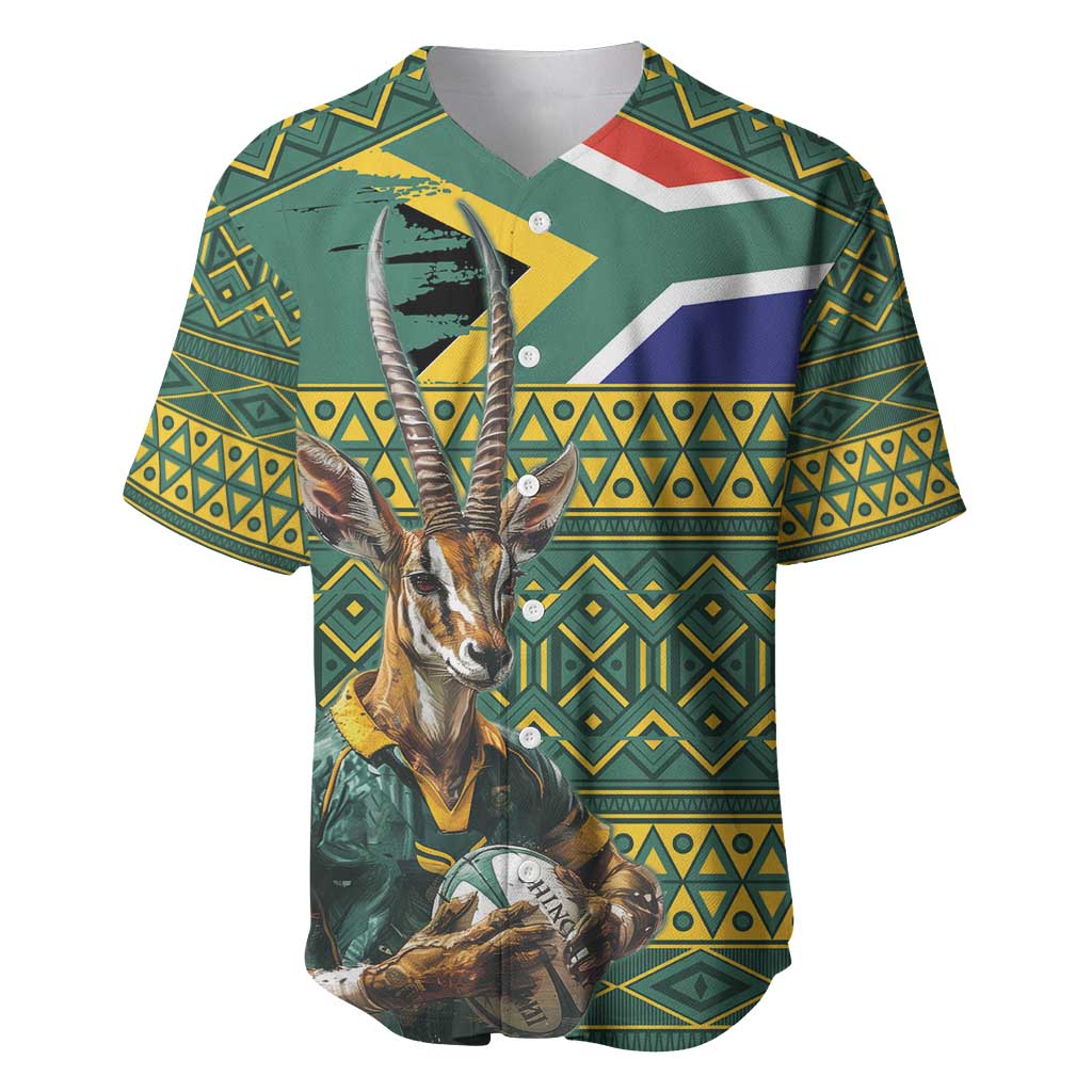 Custom South Africa Rugby Bokke Mascot Baseball Jersey With Flag Style