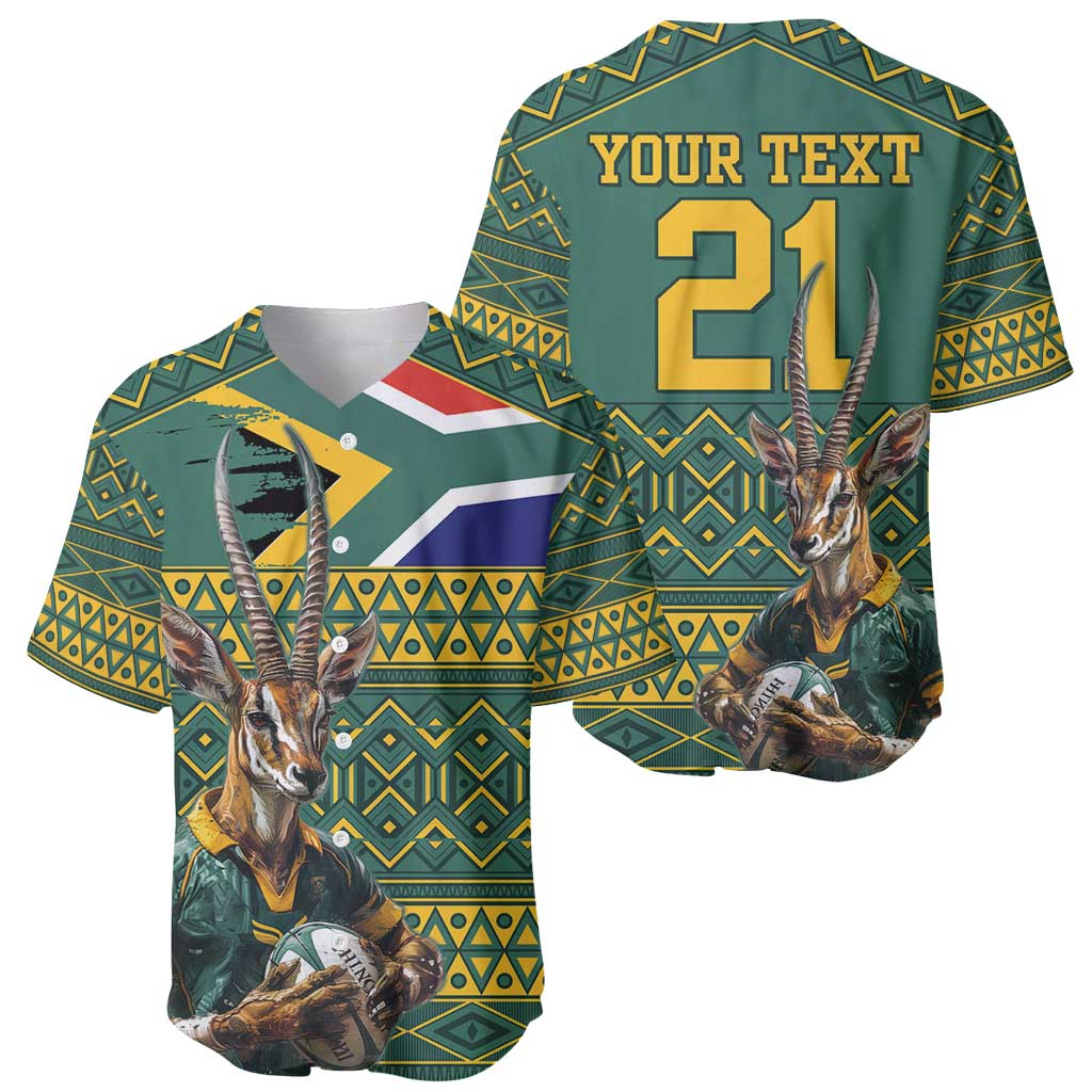 Custom South Africa Rugby Bokke Mascot Baseball Jersey With Flag Style