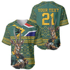 Custom South Africa Rugby Bokke Mascot Baseball Jersey With Flag Style