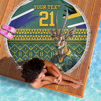 Custom South Africa Rugby Bokke Mascot Beach Blanket With Flag Style