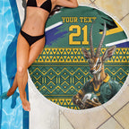 Custom South Africa Rugby Bokke Mascot Beach Blanket With Flag Style