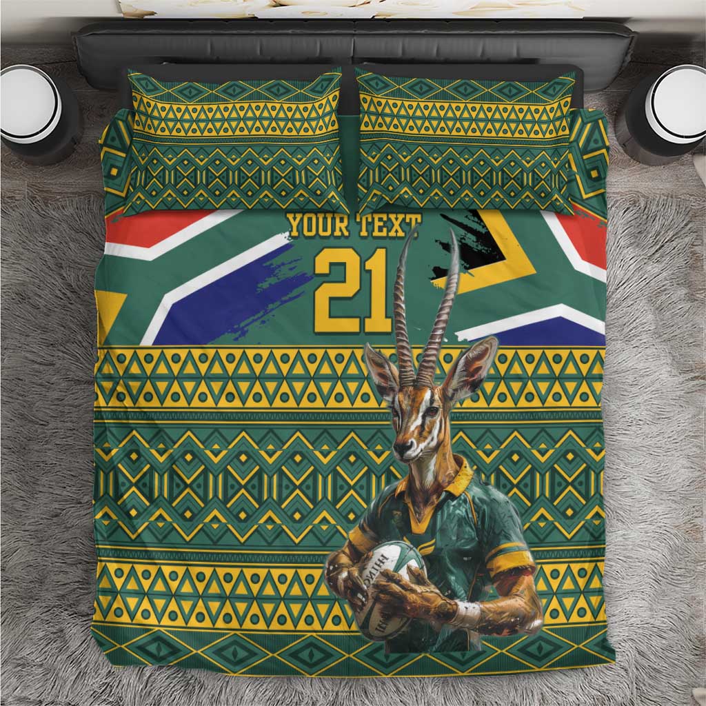 Custom South Africa Rugby Bokke Mascot Bedding Set With Flag Style