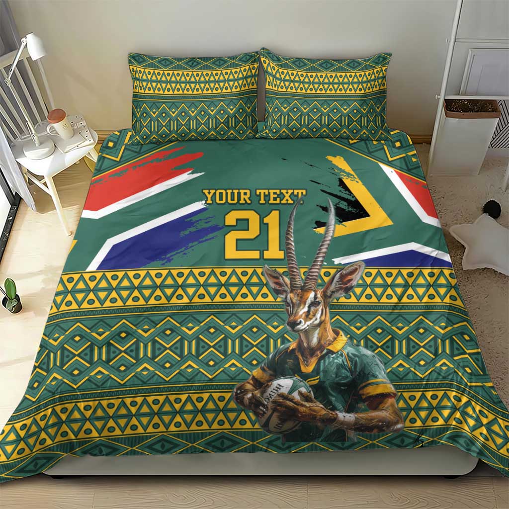 Custom South Africa Rugby Bokke Mascot Bedding Set With Flag Style