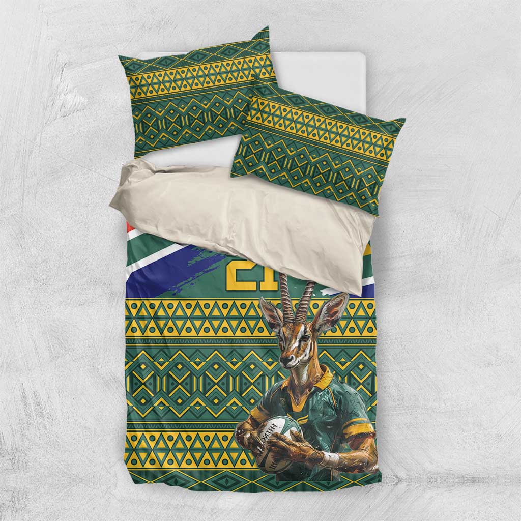 Custom South Africa Rugby Bokke Mascot Bedding Set With Flag Style