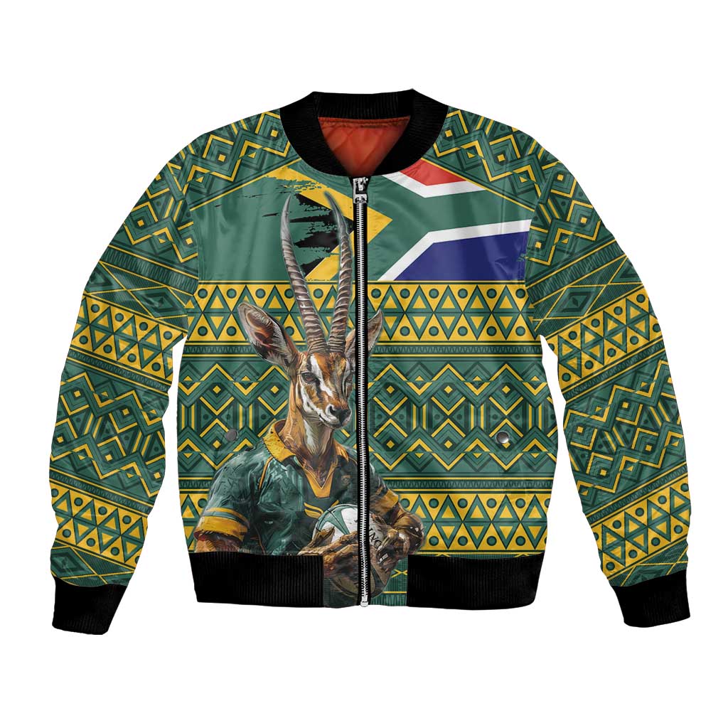 Custom South Africa Rugby Bokke Mascot Bomber Jacket With Flag Style