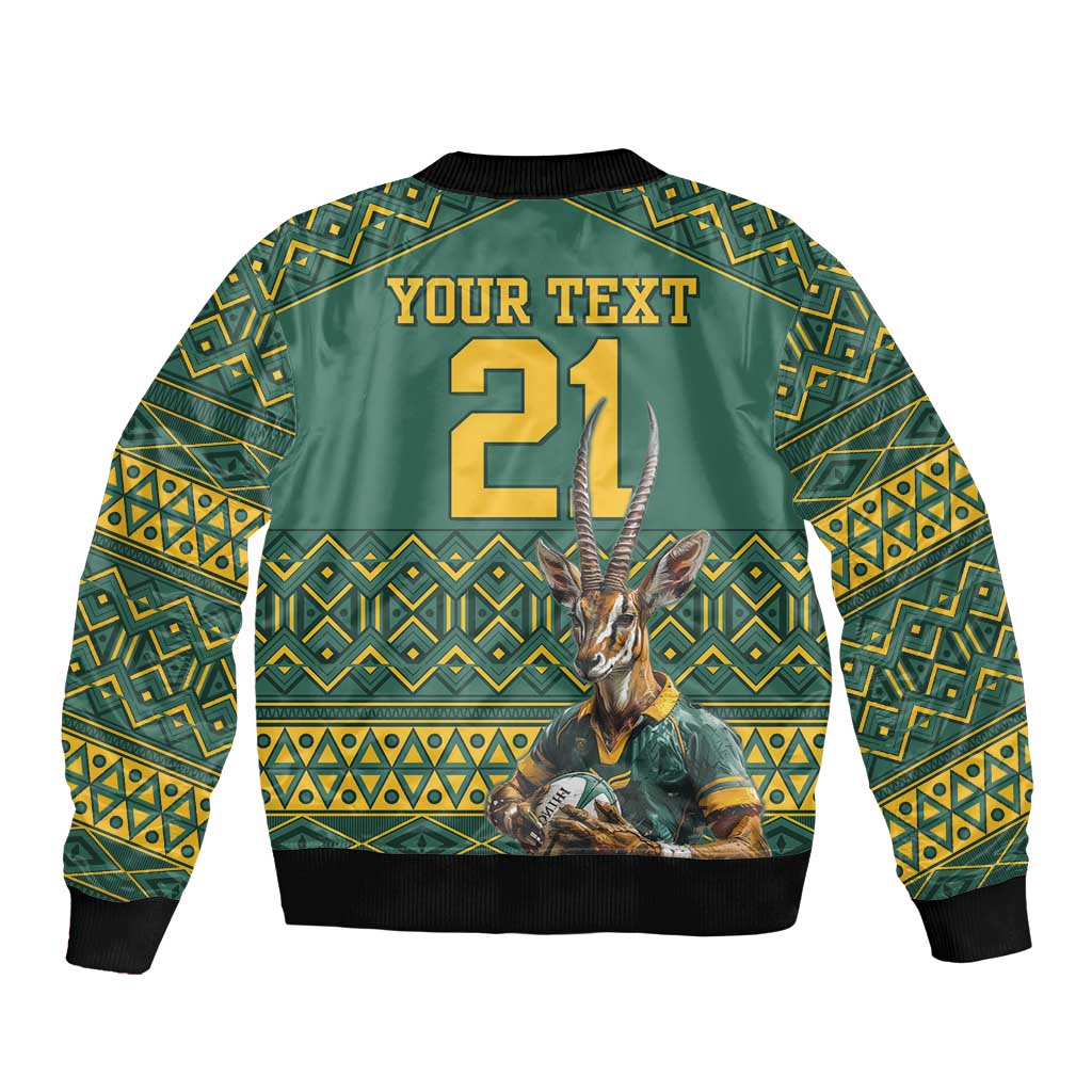 Custom South Africa Rugby Bokke Mascot Bomber Jacket With Flag Style