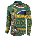 Custom South Africa Rugby Bokke Mascot Button Sweatshirt With Flag Style