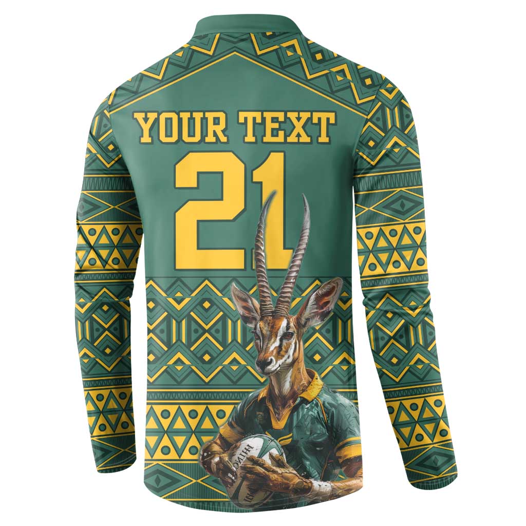 Custom South Africa Rugby Bokke Mascot Button Sweatshirt With Flag Style